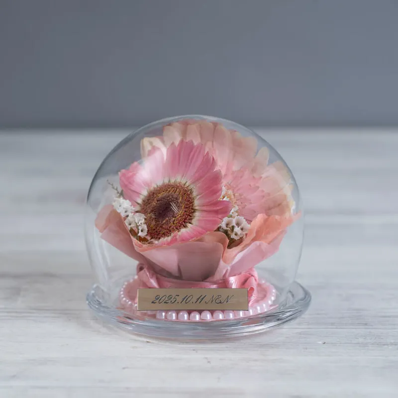 ガラスドーム【②スモール】【バラ等】【1〜3輪目安】【立体保存加工】 - 立体加工 - プロポーズ | アフターブーケ加工事例 - 写真1