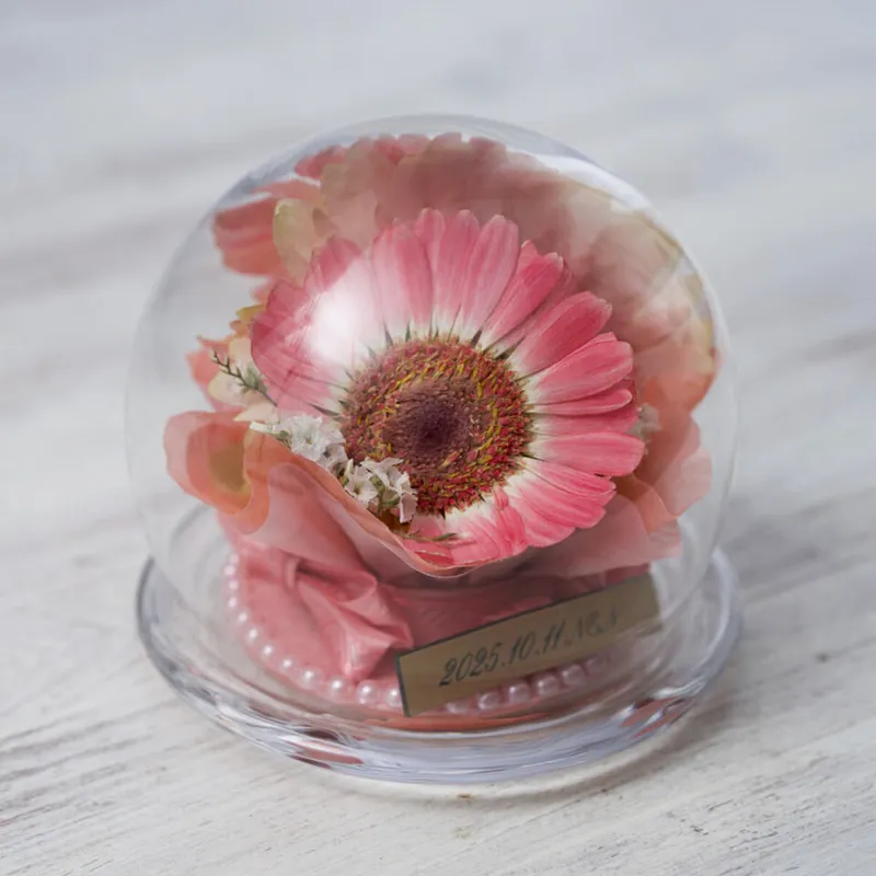 ガラスドーム【②スモール】【バラ等】【1〜3輪目安】【立体保存加工】 - 立体加工 - プロポーズ | アフターブーケ加工事例 - 写真2