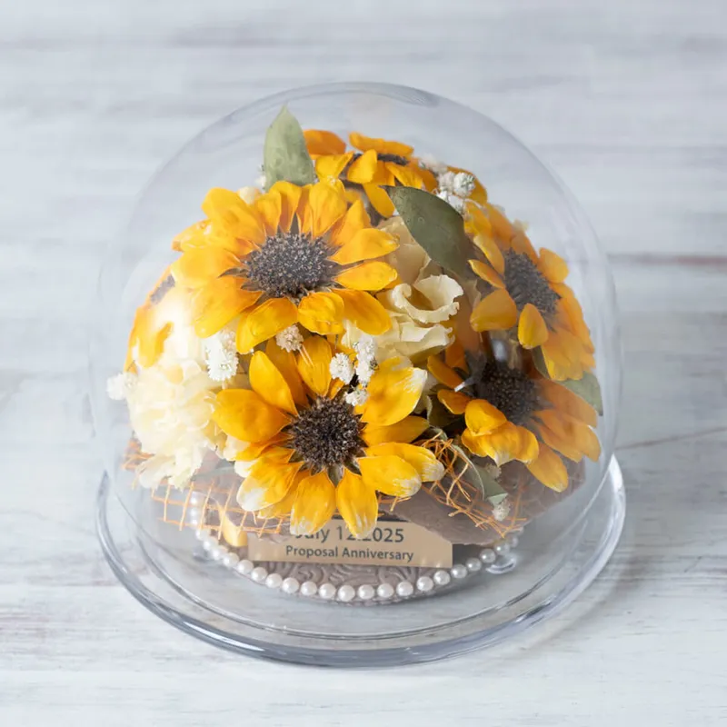 ガラスドーム【①ラージ】【バラ等】【4〜12輪目安】【立体保存加工】 - 立体加工 - プロポーズ | アフターブーケ加工事例 - 写真2