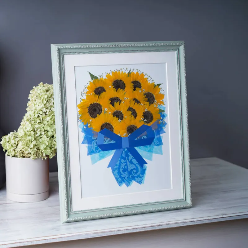 【49額】【ヒマワリ大輪12本】【 押し花】⑥ - 押し花 - プロポーズ | アフターブーケ加工事例 - 写真2