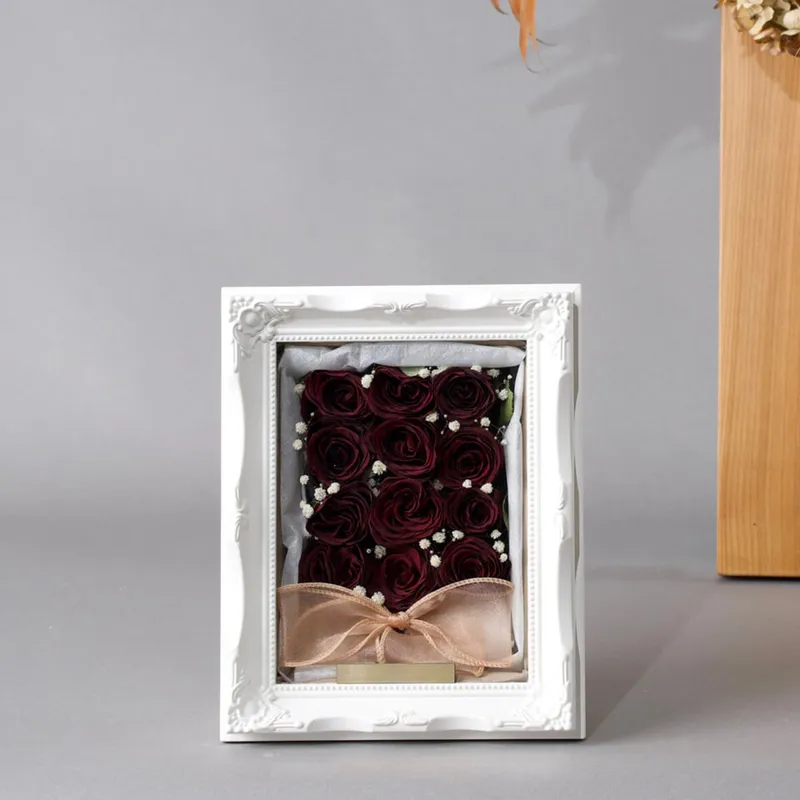 フレーム額【⑤スモール】【敷詰タイプ】【さまざまな花】【立体保存加工】 - 立体加工 - プロポーズ | アフターブーケ加工事例 - 写真1