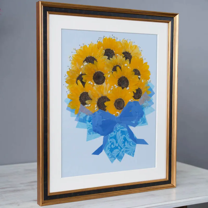 【49額】【ヒマワリ大輪12本】【 押し花】⑥ - 押し花 - プロポーズ | アフターブーケ加工事例 - 写真2