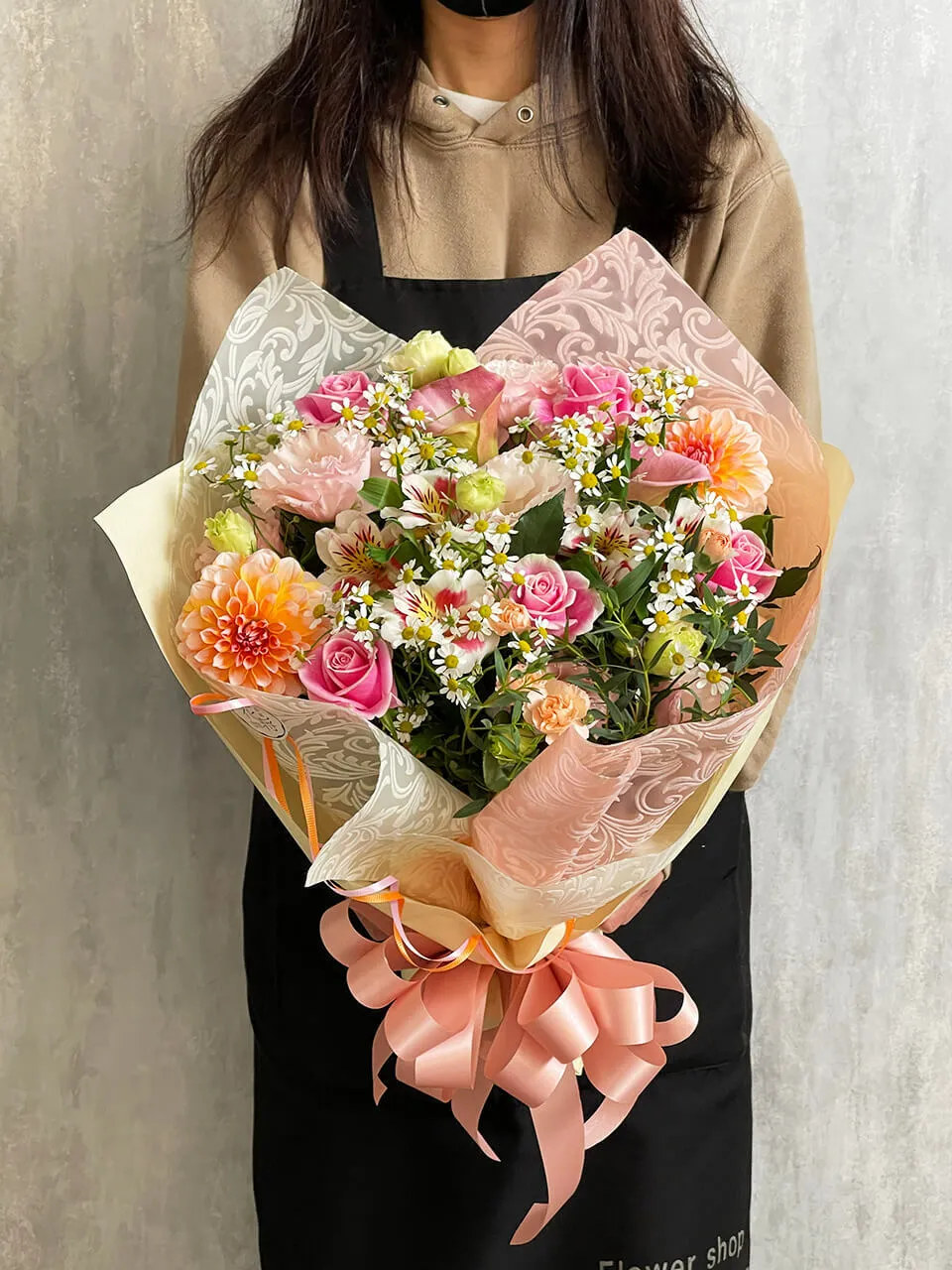 パステルカラーのおまかせ花束｜広島花屋オンラインショップ花将