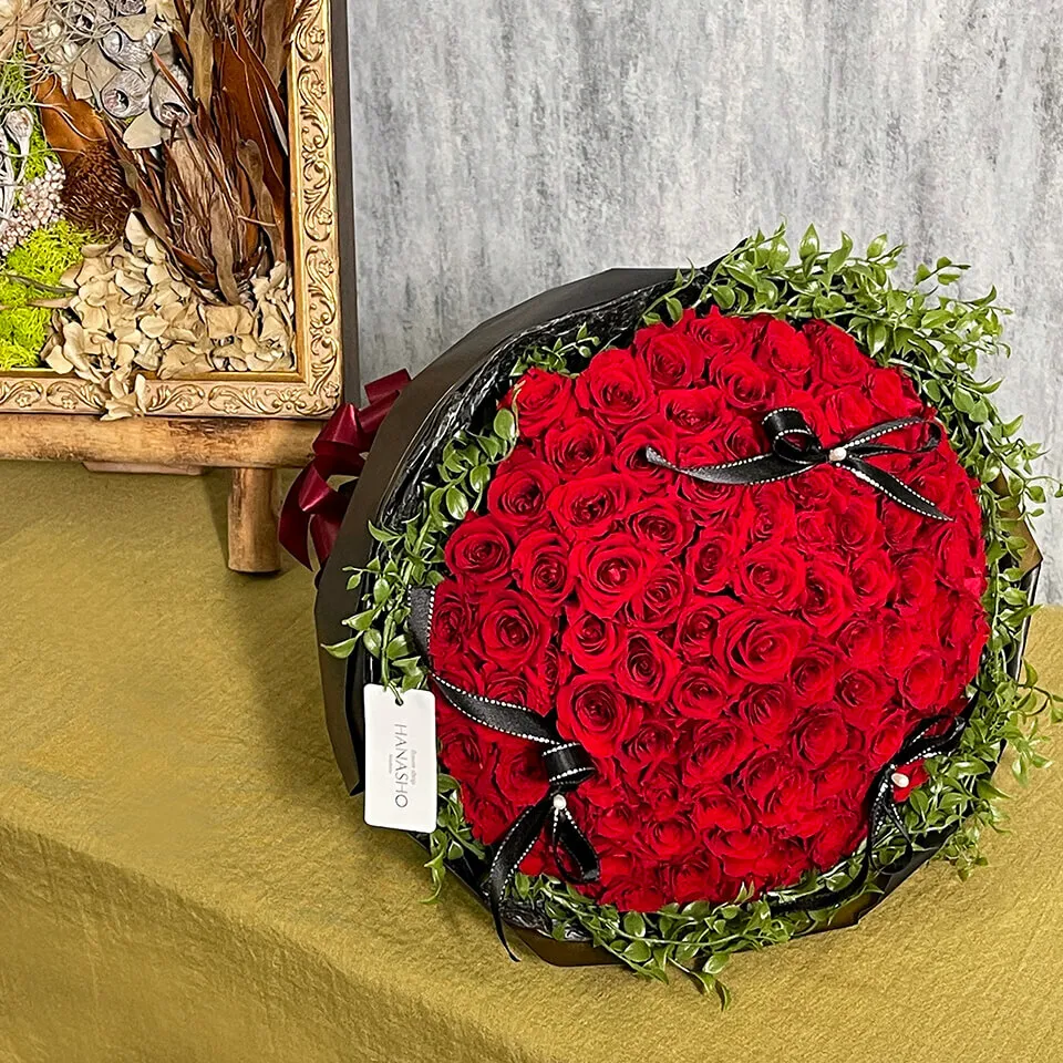 赤バラのプリザーブドフラワー108本｜広島花屋オンラインショップ花将