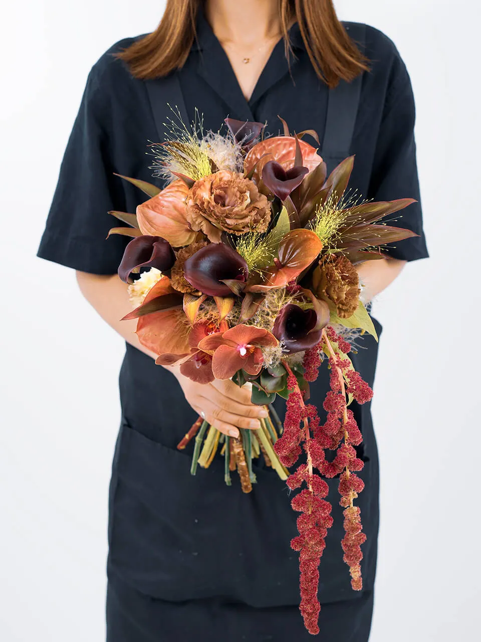 茶色系のウエディングブーケ｜広島花屋オンラインショップ花将