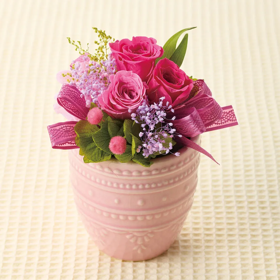 ローズピンク系プリザーブドフラワー｜広島花屋オンラインショップ花将