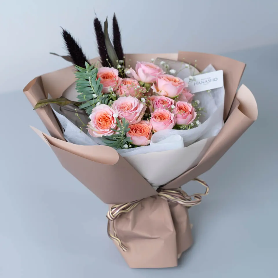 ピンク薔薇のスタンディングブーケ｜広島花屋オンラインショップ花将