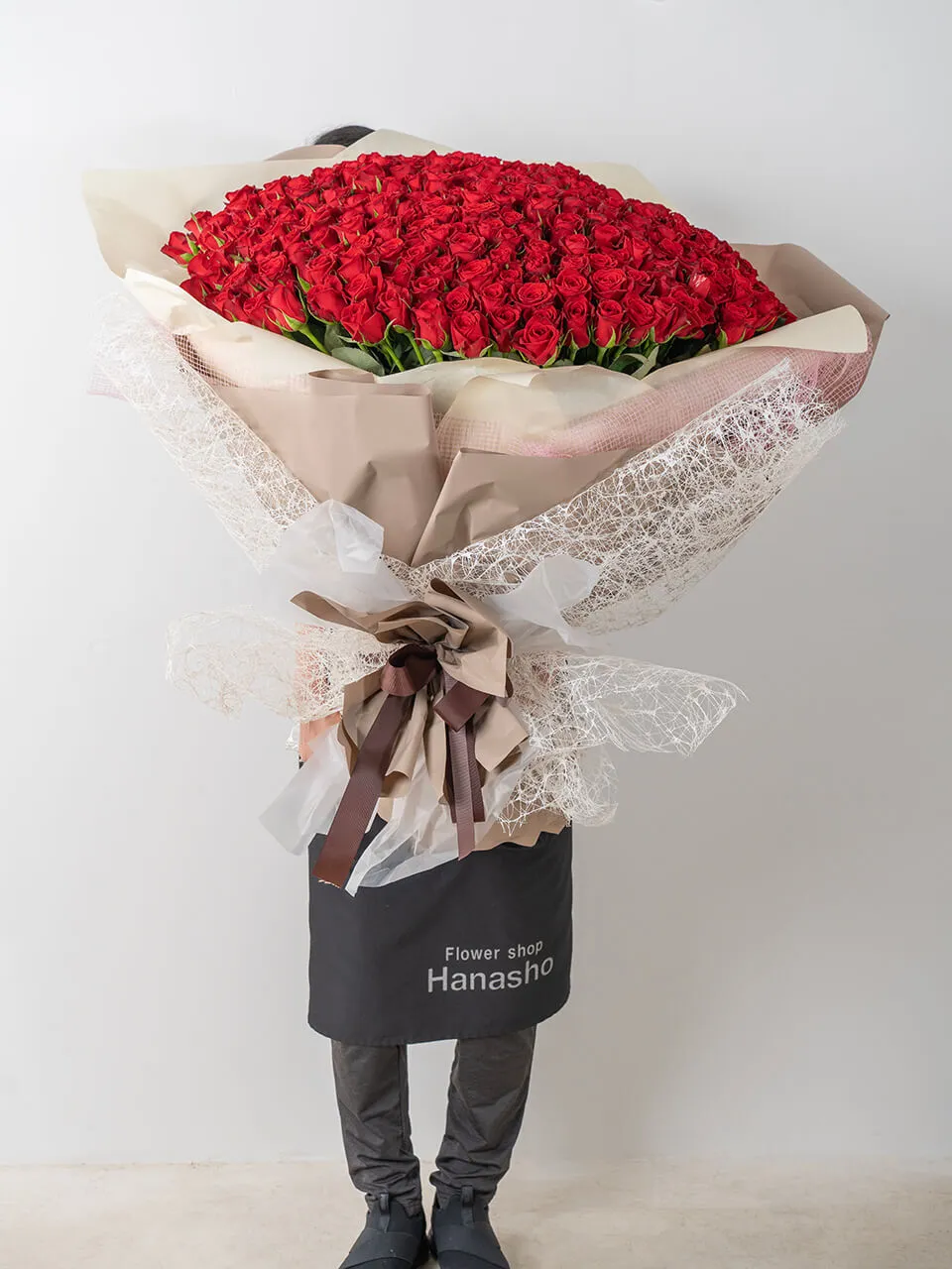 赤バラ365本の花束【韓国風ラッピング】｜広島花屋オンラインショップ花将