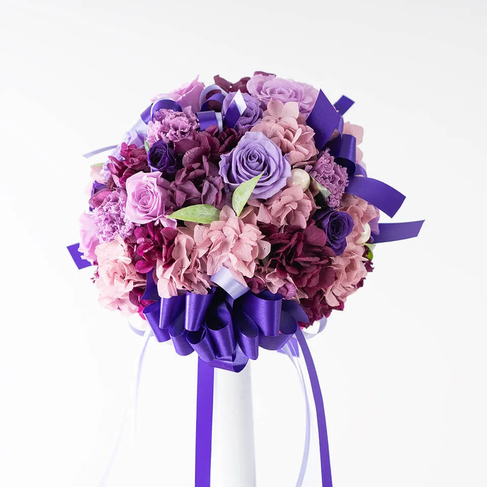 ラベンダーグレイス色のプリザーブドフラワーブーケ｜広島花屋