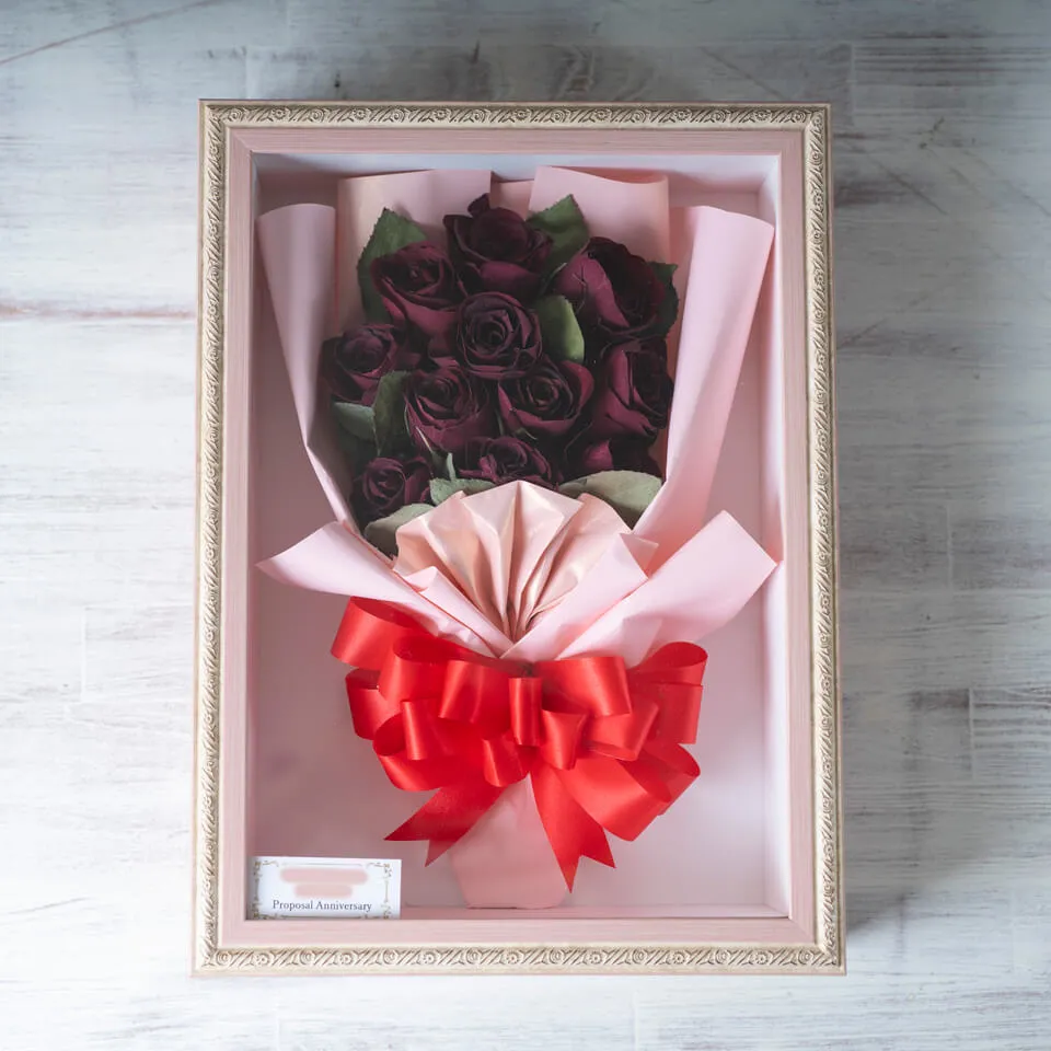 花束タイプ】赤バラ12本の立体保存加工｜フレーム額【決済専用商品