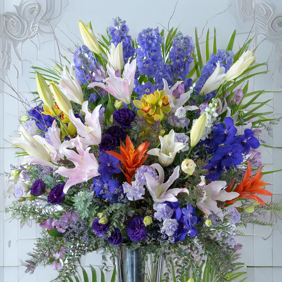 蓮の花デザイン フロアスタンド　白紫　2台セット 蓮の花デザイン フロアスタンド 白紫 2台セット 蓮の花デザイン フロア