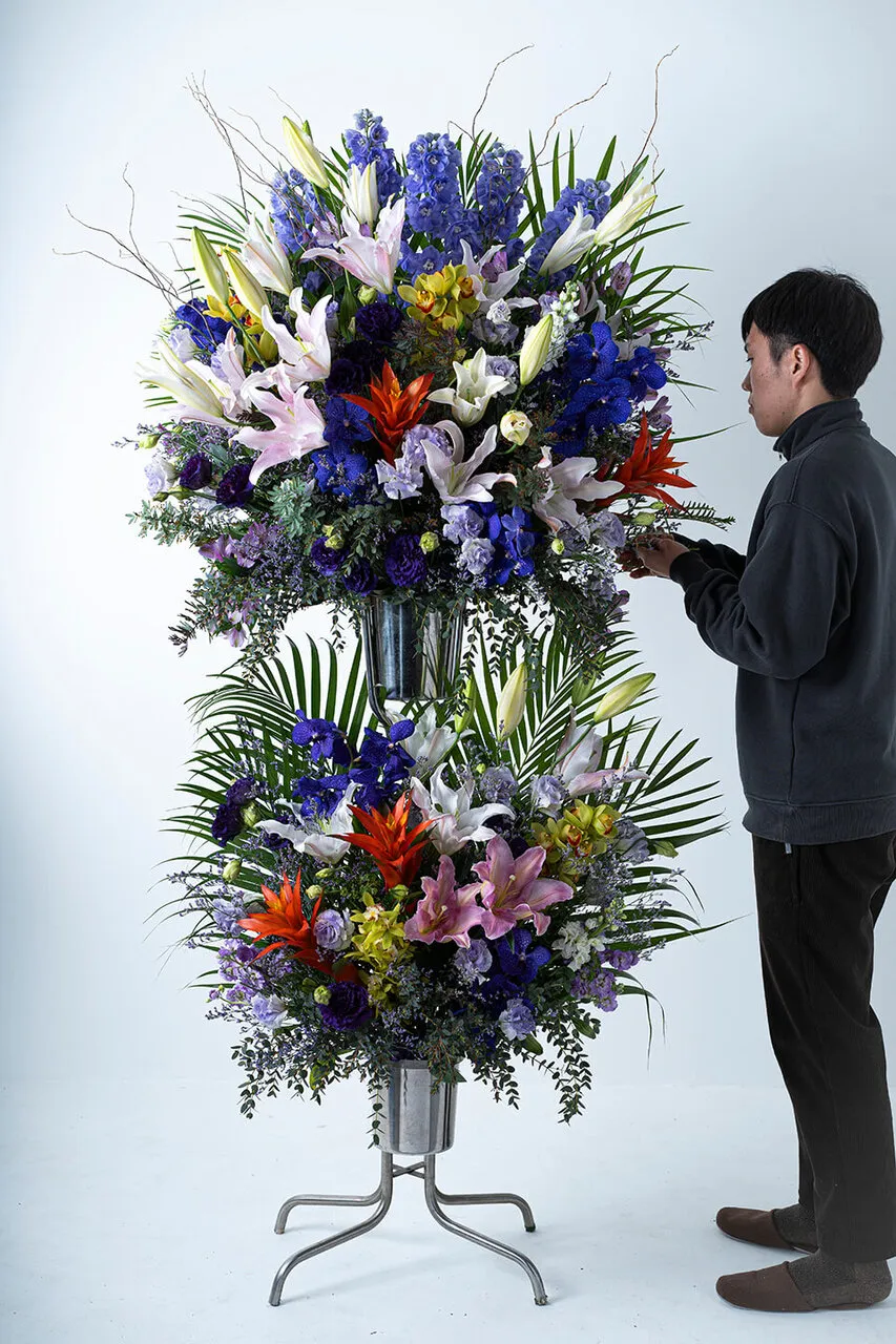 蓮の花デザイン フロアスタンド 白紫 2台セット 蓮の花デザイン フロア