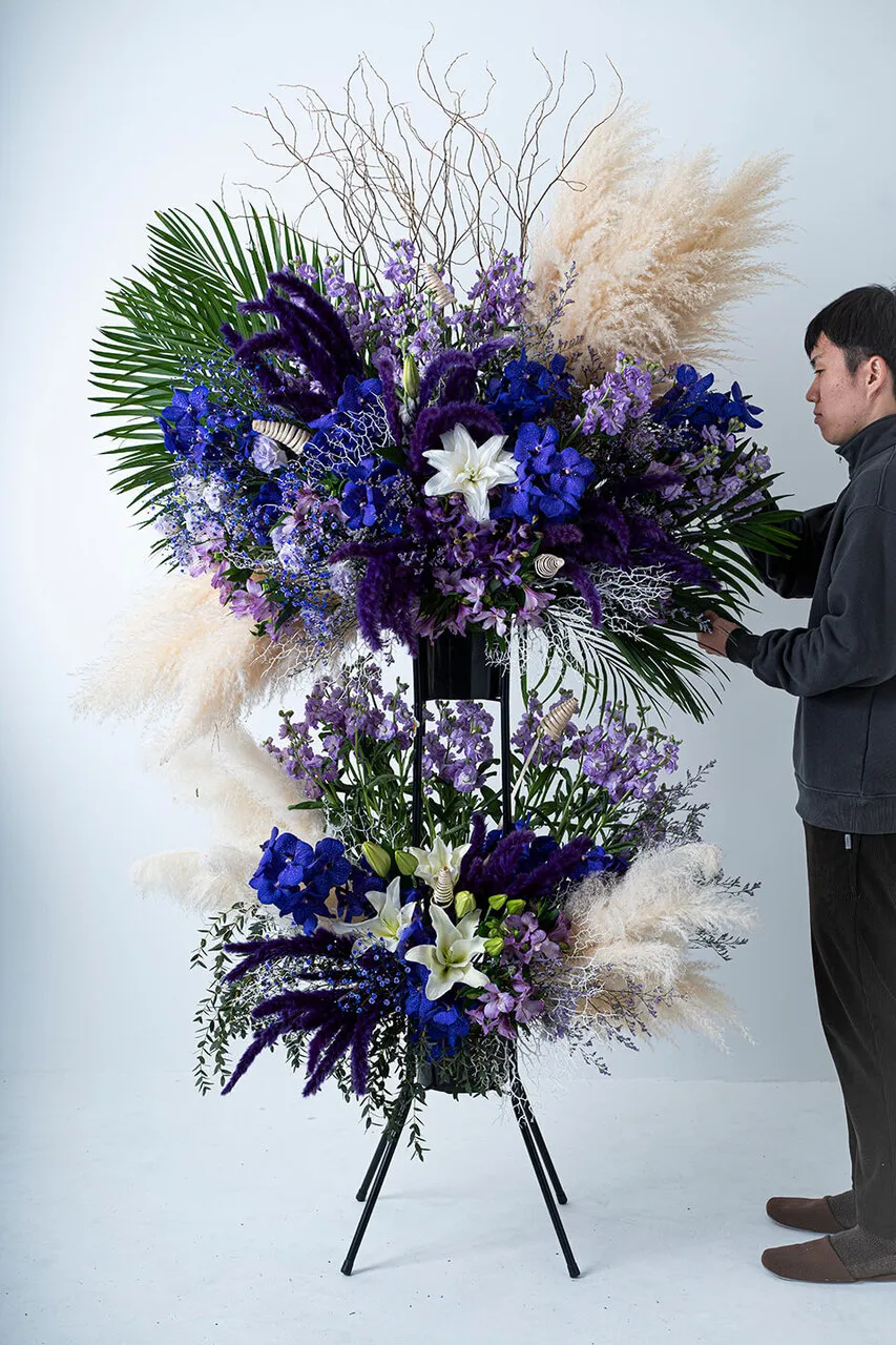 蓮の花デザイン フロアスタンド　白紫　2台セット 蓮の花デザイン フロアスタンド 白紫 2台セット 蓮の花デザイン フロア