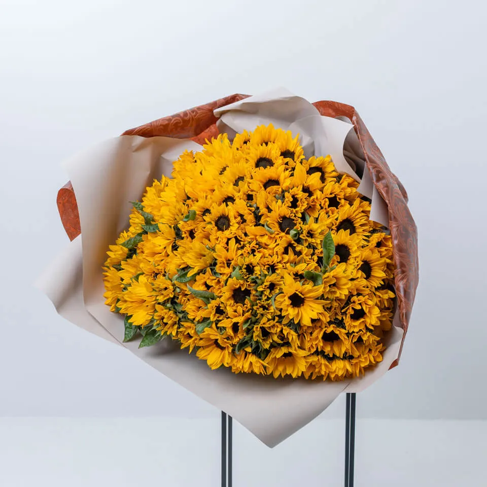ひまわり108本の花束｜広島花屋オンラインショップ花将