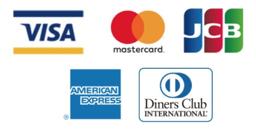 VISA, MasterCard, JCB, AMERICAN EXPRESS, Diners Club International