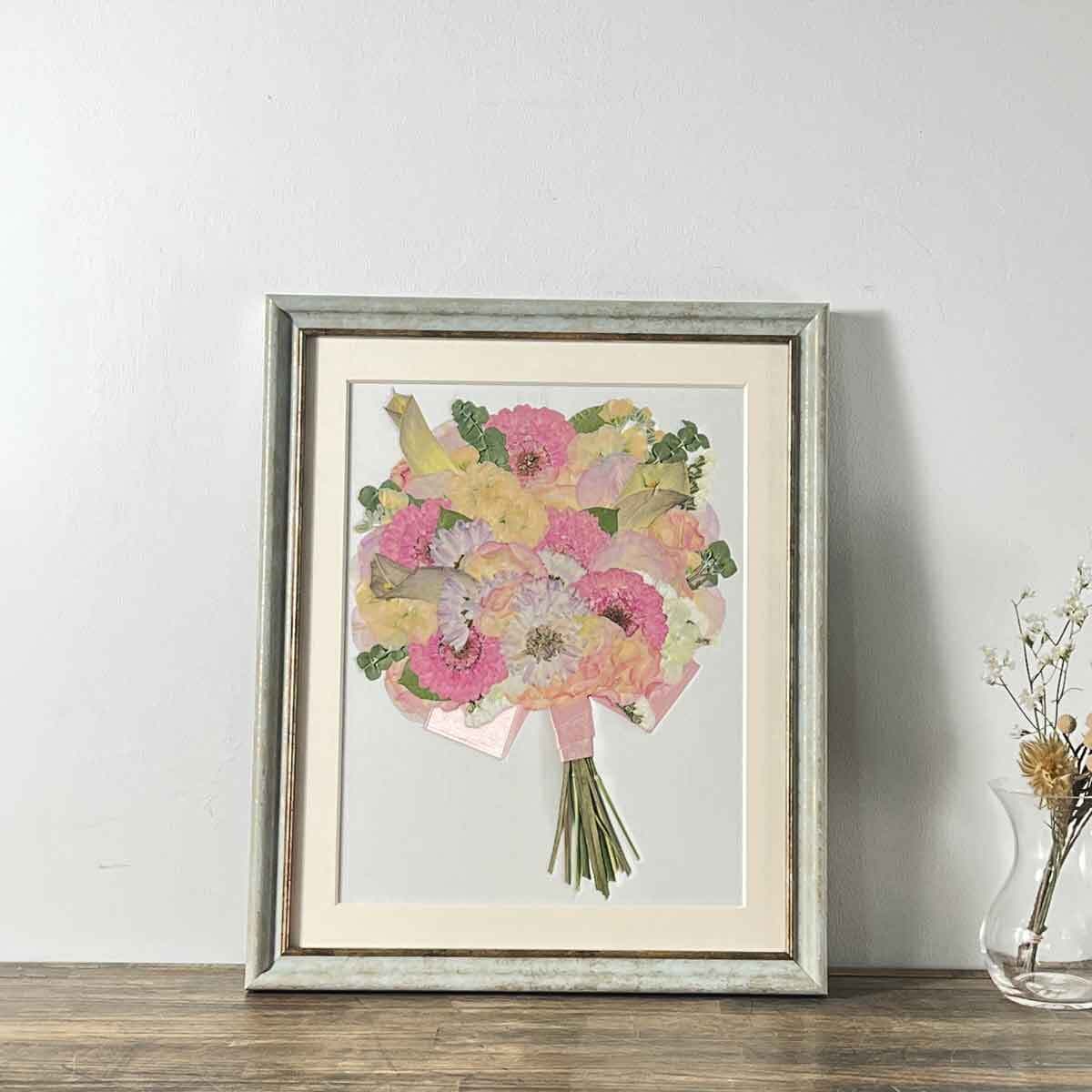 【36額サイズ】ウエディングブーケの押し花 - 押し花 - いろいろな花材の36額押し花 - 写真1