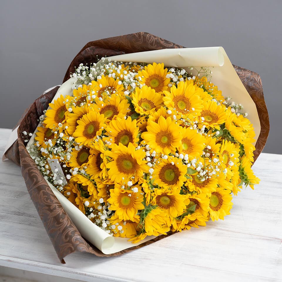 ひまわり108本とかすみ草の花束 商品画像 3