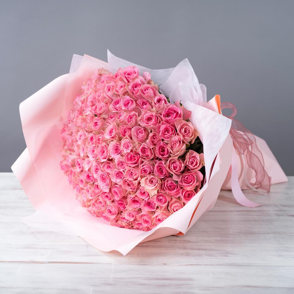 ピンクバラ108本の花束 商品画像 1