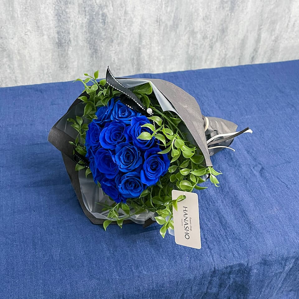 青バラ12本のプリザーブドフラワー 商品画像 2