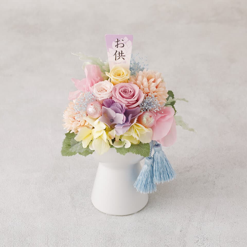 お供え用薄ピンク系プリザーブドフラワー 商品画像 1
