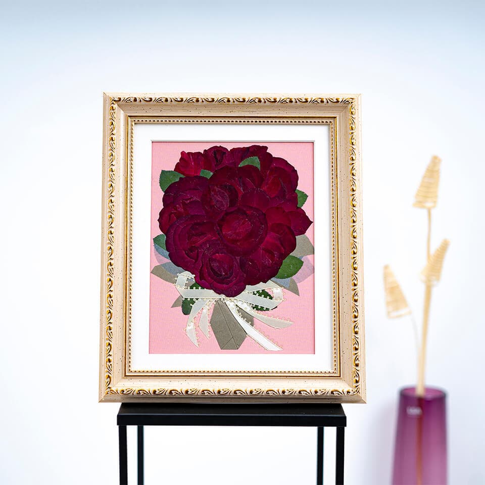 【赤バラ12本花束】と【押し花】のセット 商品画像 5