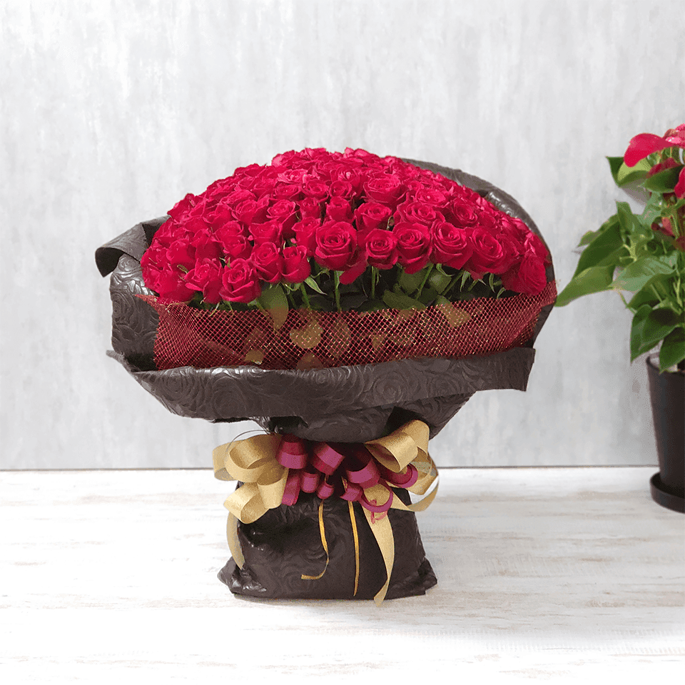 赤バラ108本花束 押し花108本セット 商品画像 2