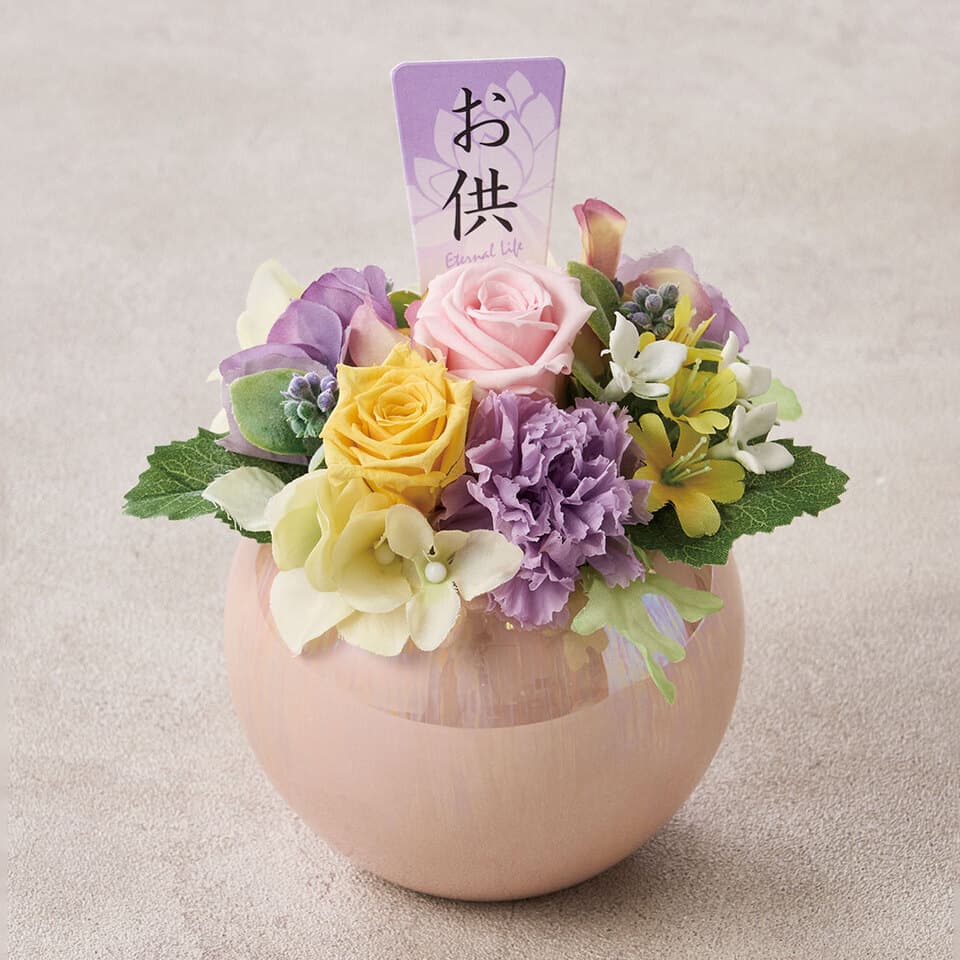 お供え用ベージュ系プリザーブドフラワー 商品画像 1