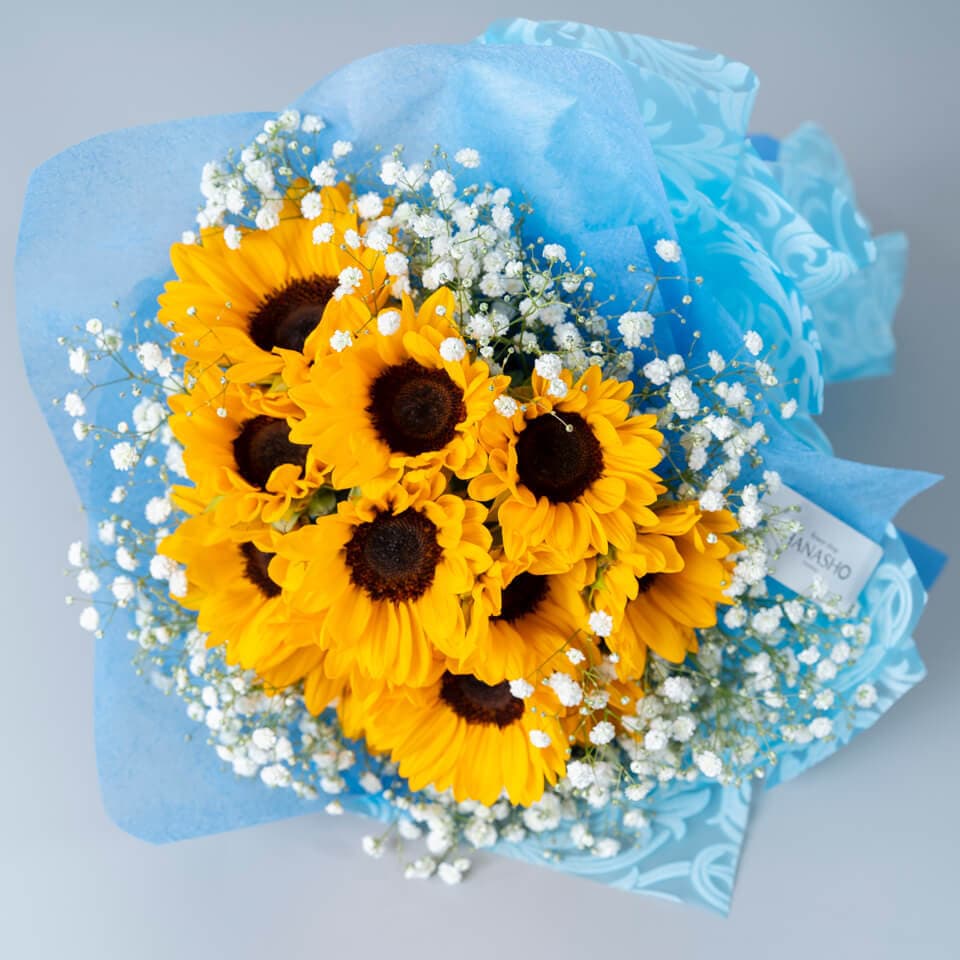 ひまわり12本とかすみ草の花束 商品画像 3