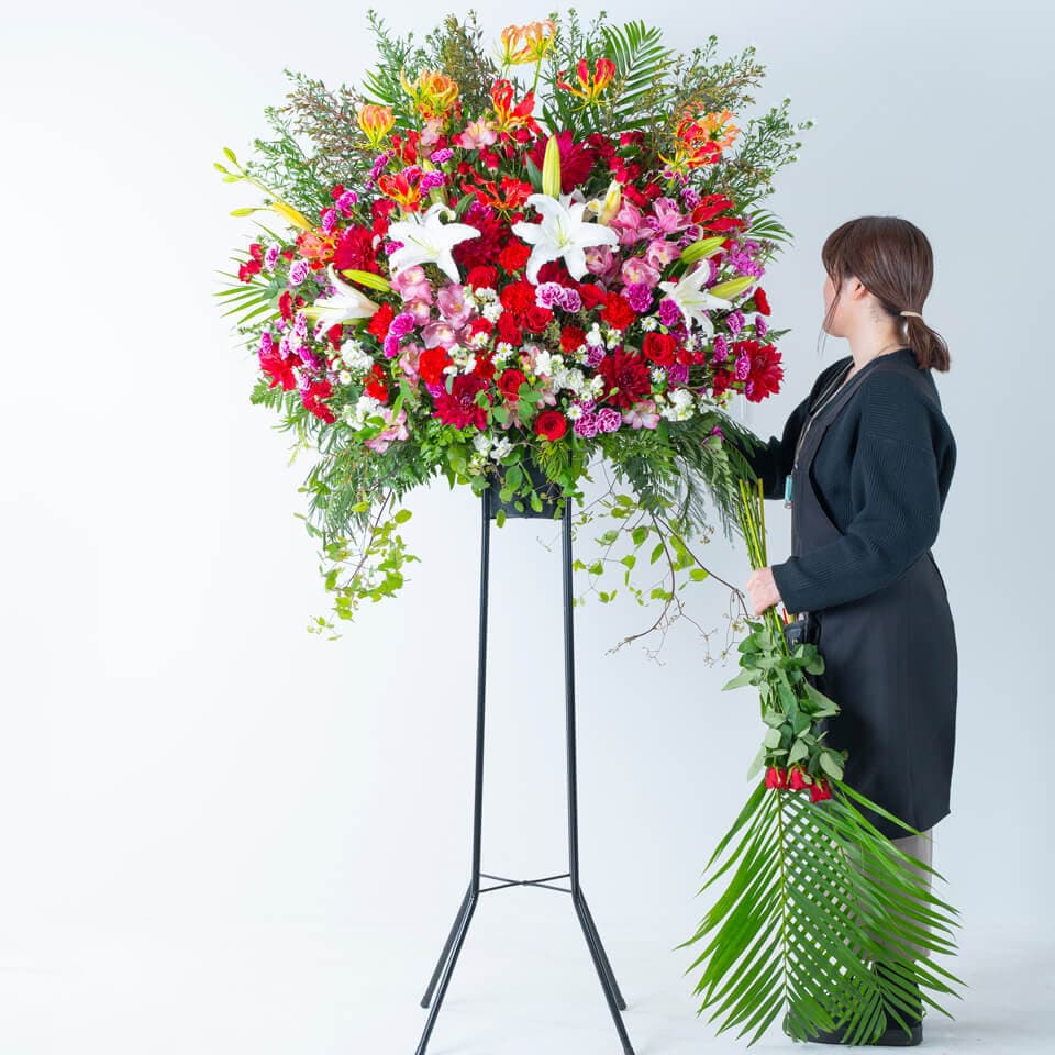 赤系スタンド花 1段豪華におまかせ 商品画像 3