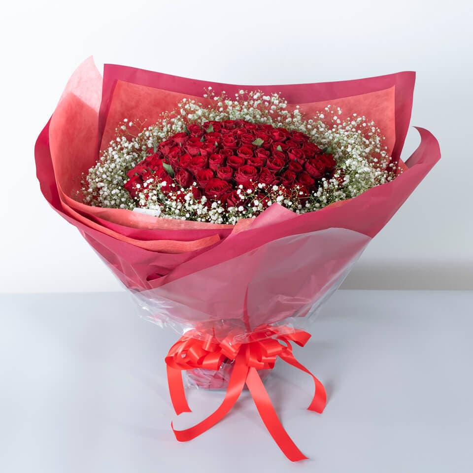 赤バラ108本の花束(かすみ草入り) 商品画像 4