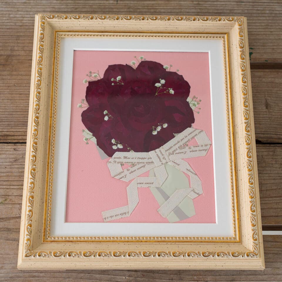 【赤バラ12本花束】と【押し花】のセット(かすみ草入り) 商品画像 4