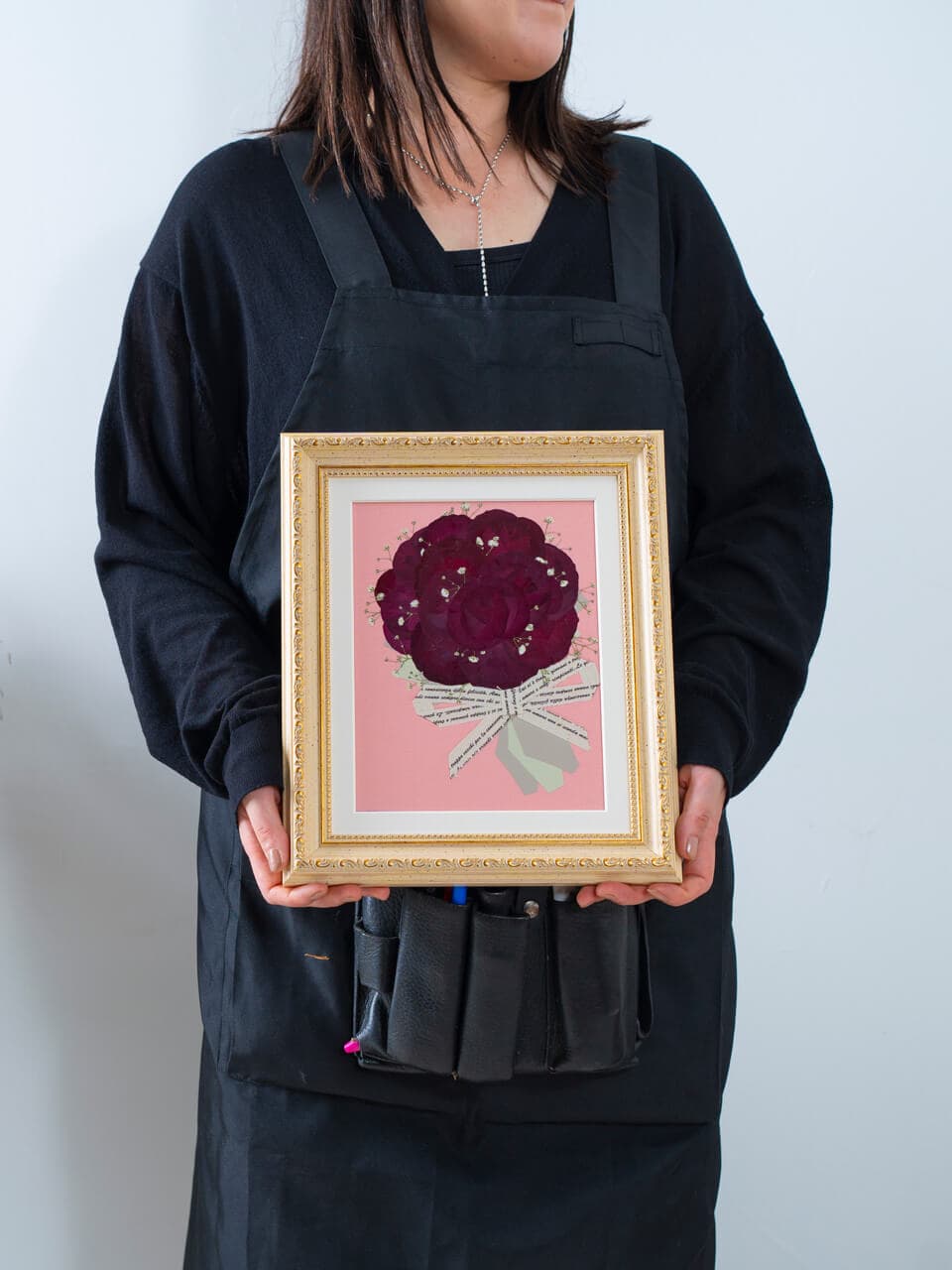 【赤バラ12本花束】と【押し花】のセット(かすみ草入り) 商品画像 6