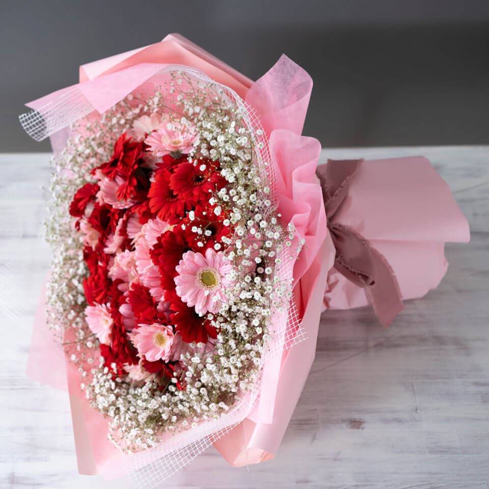 ガーベラ100本の花束(かすみ草入り) 商品画像 5