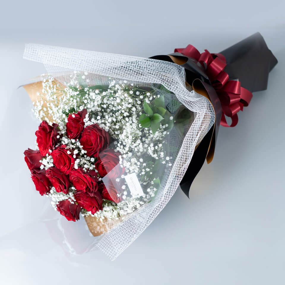【豪華赤バラ】12本の花束(かすみ草入り) 商品画像 3