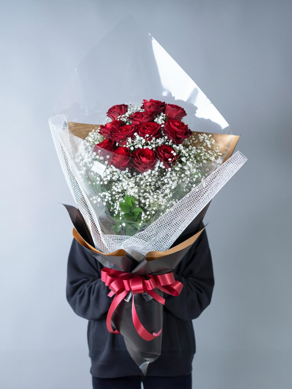 【豪華赤バラ】12本の花束(かすみ草入り) 商品画像 5