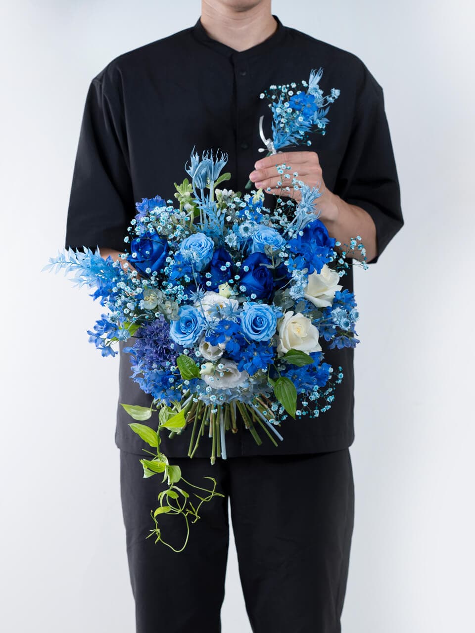 クラッチブーケ 水色ブルー系(一部プリザ・造花使用) 商品画像 5