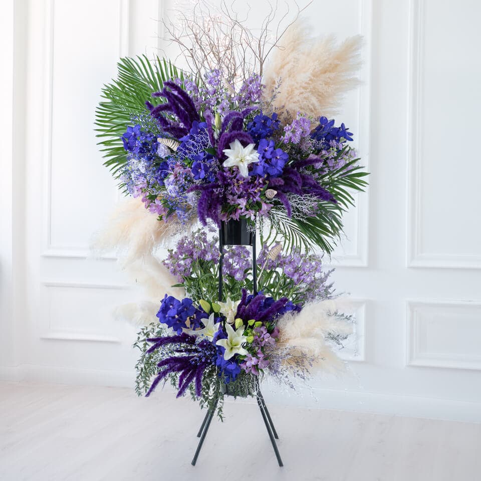 豪華紫系スタンド花 2段 商品画像 1