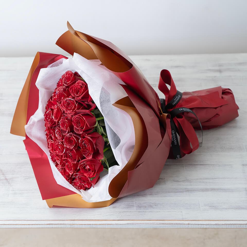 銀ラメ赤バラ30本の花束 商品画像 4