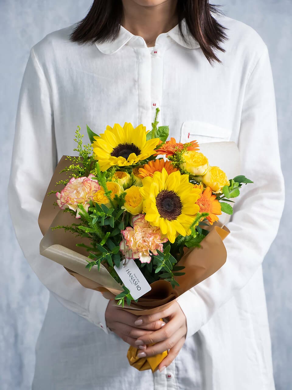 黄オレンジ系 花束と花びんのセット 商品画像 5