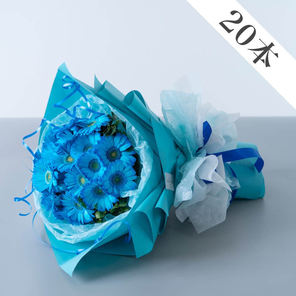 青いガーベラ20本の花束 商品画像 1