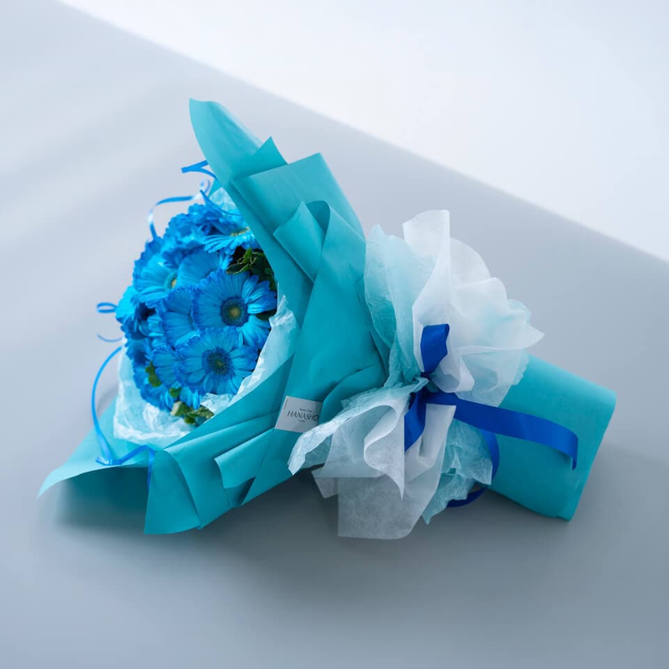 青いガーベラ20本の花束 商品画像 3