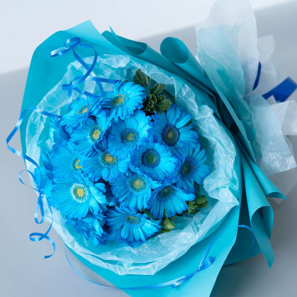 青いガーベラ20本の花束 商品画像 4