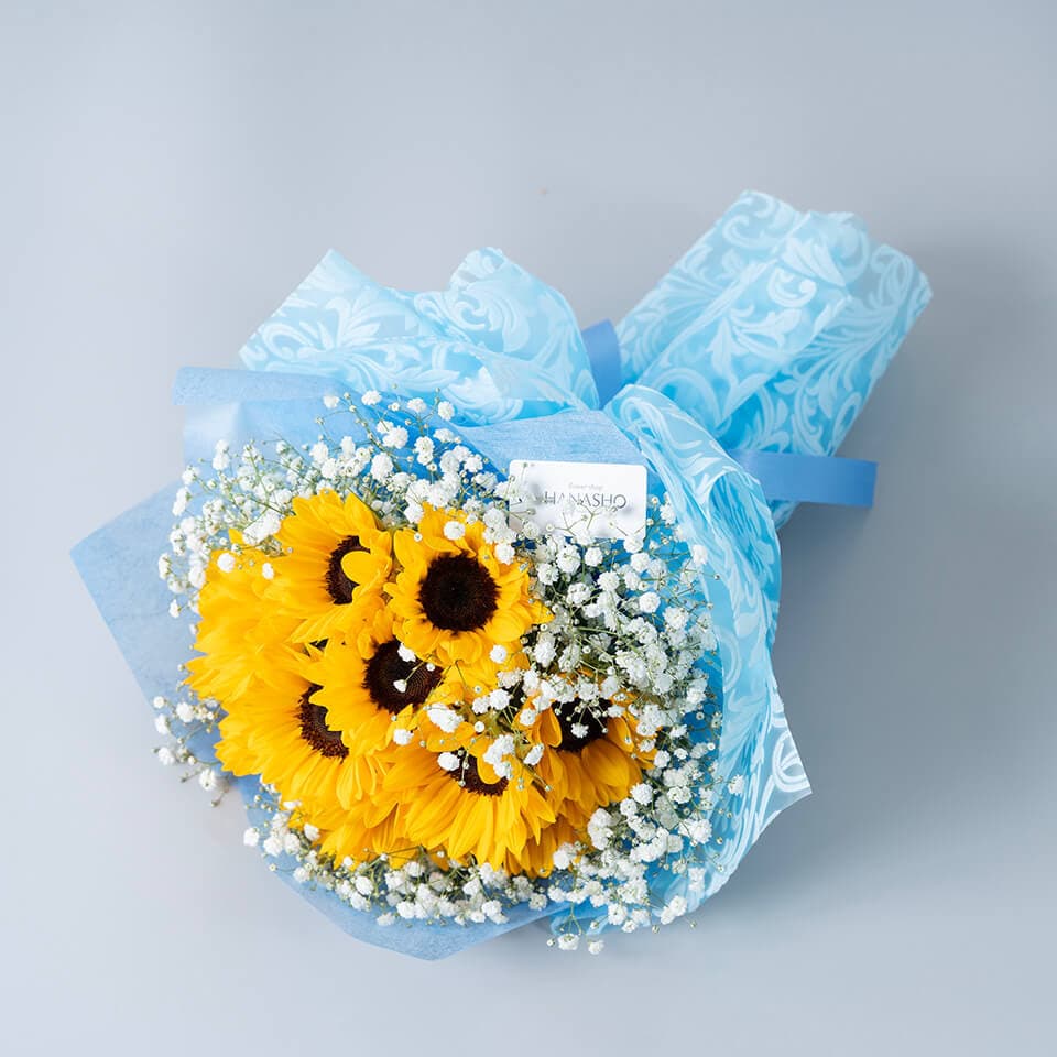 ひまわり12本とかすみ草の花束 商品画像 6